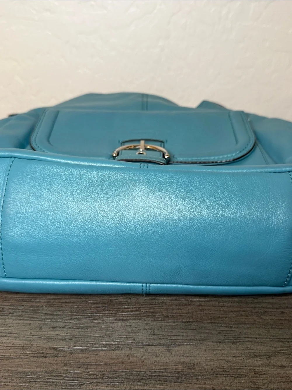 Coach Teal Leather Hobo with Front Buckle Pocket